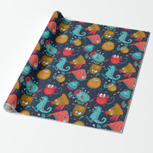 Cadeau Papier Motif Monster mignon