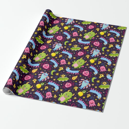 Cadeau Papier Motif Monster mignon (Déroulé)