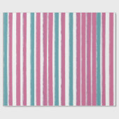 Cadeau Papier Motif peint rose et bleu Aqua (Plat)