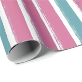 Cadeau Papier Motif peint rose et bleu Aqua (Coin rond)