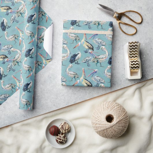 Cadeau Papier Motif Plage Pelican (Artisanat)