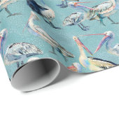 Cadeau Papier Motif Plage Pelican (Coin rond)