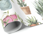 Cadeau Papier Motif Plante à aquarelle pointillé (Coin rond)