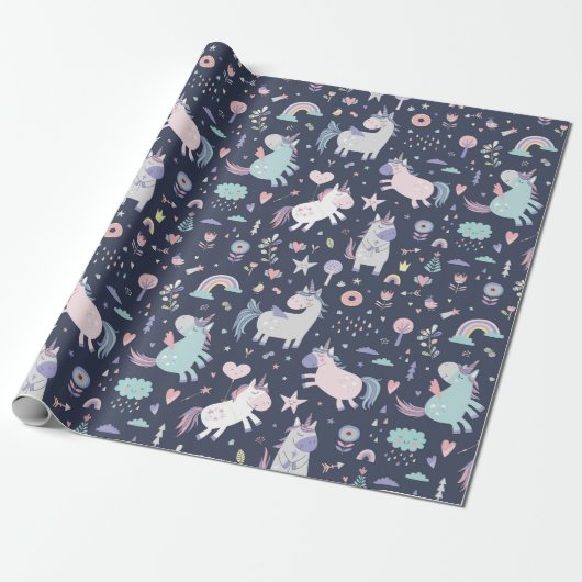 Cadeau Papier Motif Unicorn (Déroulé)
