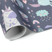 Cadeau Papier Motif Unicorn (Coin rond)