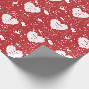 Cadeau Papier Motif Valentine - Blanc sur rouge