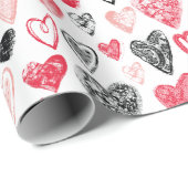 Cadeau Papier Motif Valentine Heart (Coin rond)