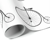 Cadeau Papier Motif vintage à bicyclette (Coin rond)