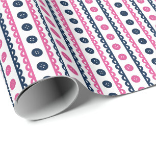 Cadeau Papier Navy & Rose Chaud rayé pour l'Atelier de Co