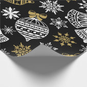 Cadeau Papier noir avec papier Motif de Noël blanc (Coin)