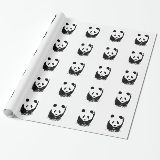 Cadeau Papier noir blanc Pop Art Panda (Déroulé)