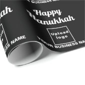 Cadeau Papier noir d'emballage Hanoukka (Coin rond)