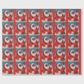 Cadeau Papier noir du Père Noël enveloppant afro-américai (Plat)