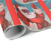 Cadeau Papier noir du Père Noël enveloppant afro-américai (Coin rond)