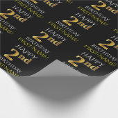 Cadeau Papier noir, "HAPPY 2nd BIRTHDAY" (Coin)