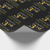 Cadeau Papier noir, "HAPPY 3rd BANTHDAY" (Coin)