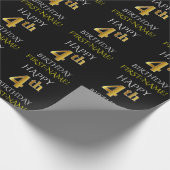 Cadeau Papier noir, "HAPPY 4th BIRTHDAY" (Coin)