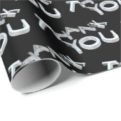 Cadeau Papier noir Merci argenté (Coin rond)