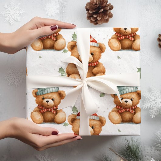Cadeau Papier Nounours Festif