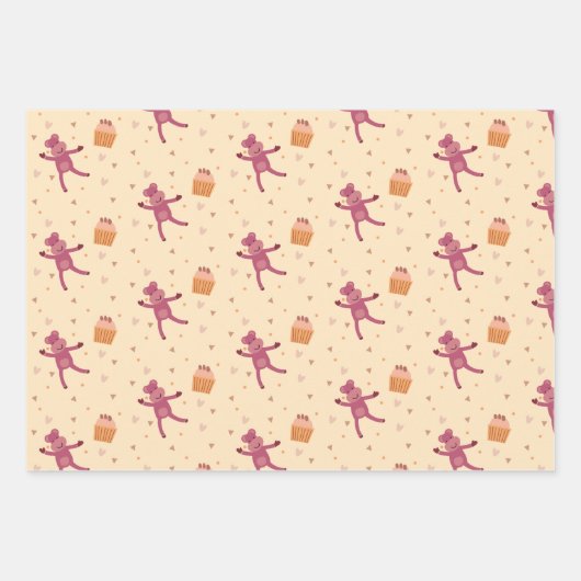 cadeau papier olifant giraf aap inpakpapier vel (Voorkant 2)