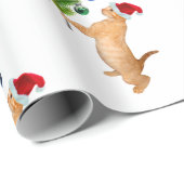 Cadeau Papier orange de Noël de chaton (Coin rond)