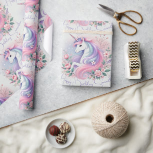 Cadeau Papier Pastel Floral & Unicorn