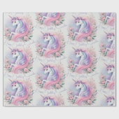 Cadeau Papier Pastel Floral & Unicorn (Plat)