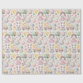 Cadeau Papier Pastel Pâques - lapins mignons, Oeufs (Plat)