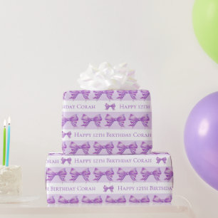 Cadeau Papier peint à motif personnalisé ruban violet aqu