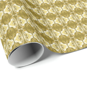 Cadeau Papier peint Art Déco motif - or et blanc