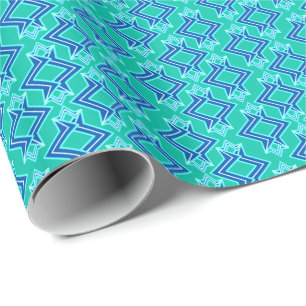 Cadeau Papier peint Art Déco Motif, Turquoise et Cobalt