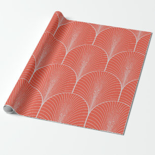 Cadeau papier peint art déco rouge et gris vintage