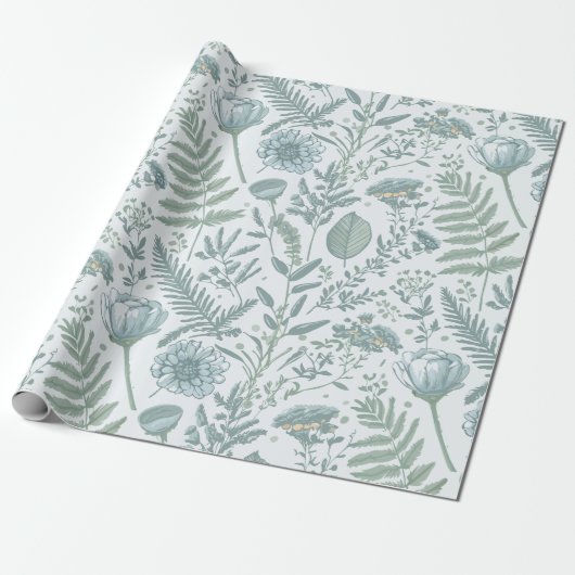 Cadeau Papier peint bleu Floral (Déroulé)