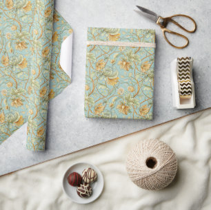 Cadeau Papier peint Botanique Art Nouveau - Mint Green