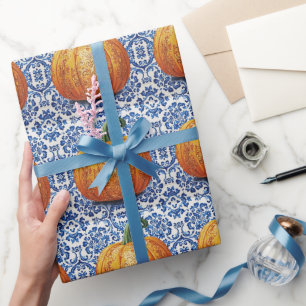 Cadeau papier peint en mosaïque orange vintage citrouille