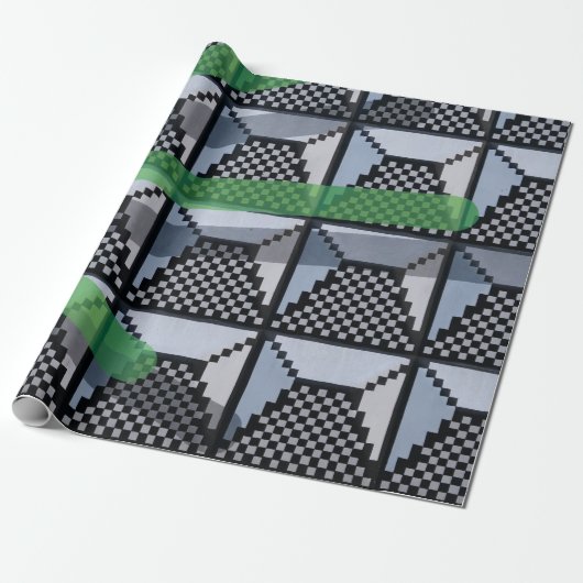Cadeau Papier peint noir, vert et noir (Déroulé)