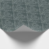 Cadeau Papier peint vert fleuri damassé de luxe (Coin)