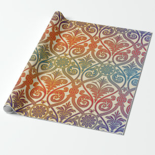 Cadeau Papier peint vintage de découpe de damassé - rou