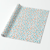 Cadeau Papier Pois turquoise bleu et orange (Déroulé)