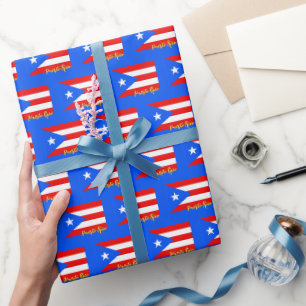 Cadeau Papier Porto Rico, bleu, Drapeau patriotique