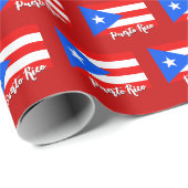 Cadeau Papier Porto Rico, rouge, drapeau portoricain (Coin rond)