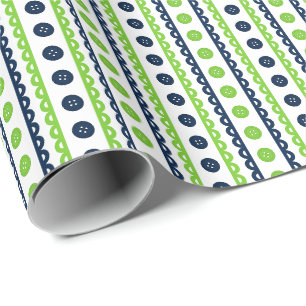 Cadeau Papier rayé pré élégant marine et lime pour l'arti