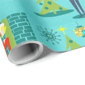 Cadeau Papier Retro Cartoon Couple Wrapper (Coin rond)