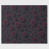 Cadeau Papier rose à Motif à fleurs rouges profondes (Plat)