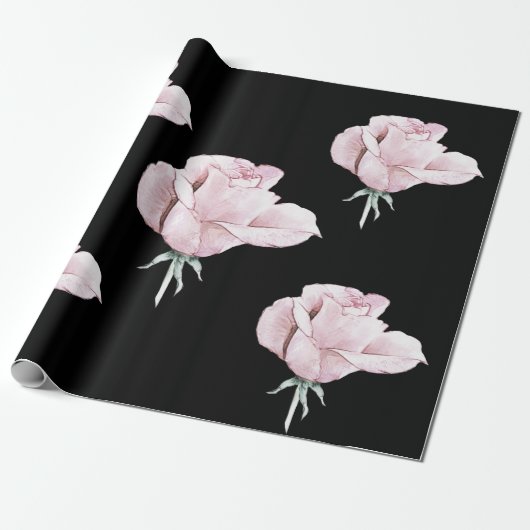 Cadeau Papier Rose d'enveloppement noir Elegant rose (Déroulé)