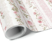 Cadeau Papier Rose vintage (Coin rond)