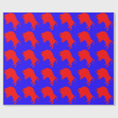 Cadeau Papier rouge à enveloppement bleu taureau (Plat)