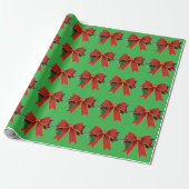Cadeau Papier rouge à enveloppement vert Bow de Noël (Déroulé)