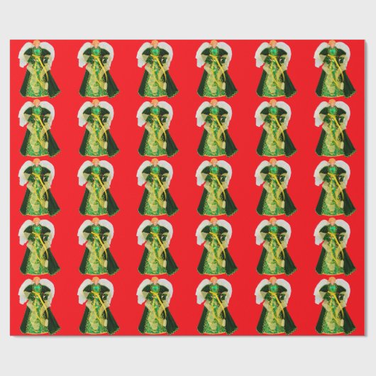 Cadeau Papier rouge Angel vert (Plat)
