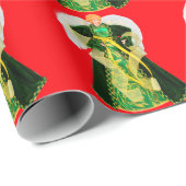 Cadeau Papier rouge Angel vert (Coin rond)
